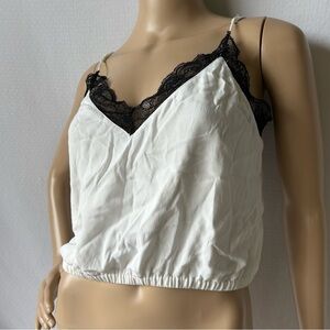 WILFRED FREE White Camisole with Black Lace Trim
